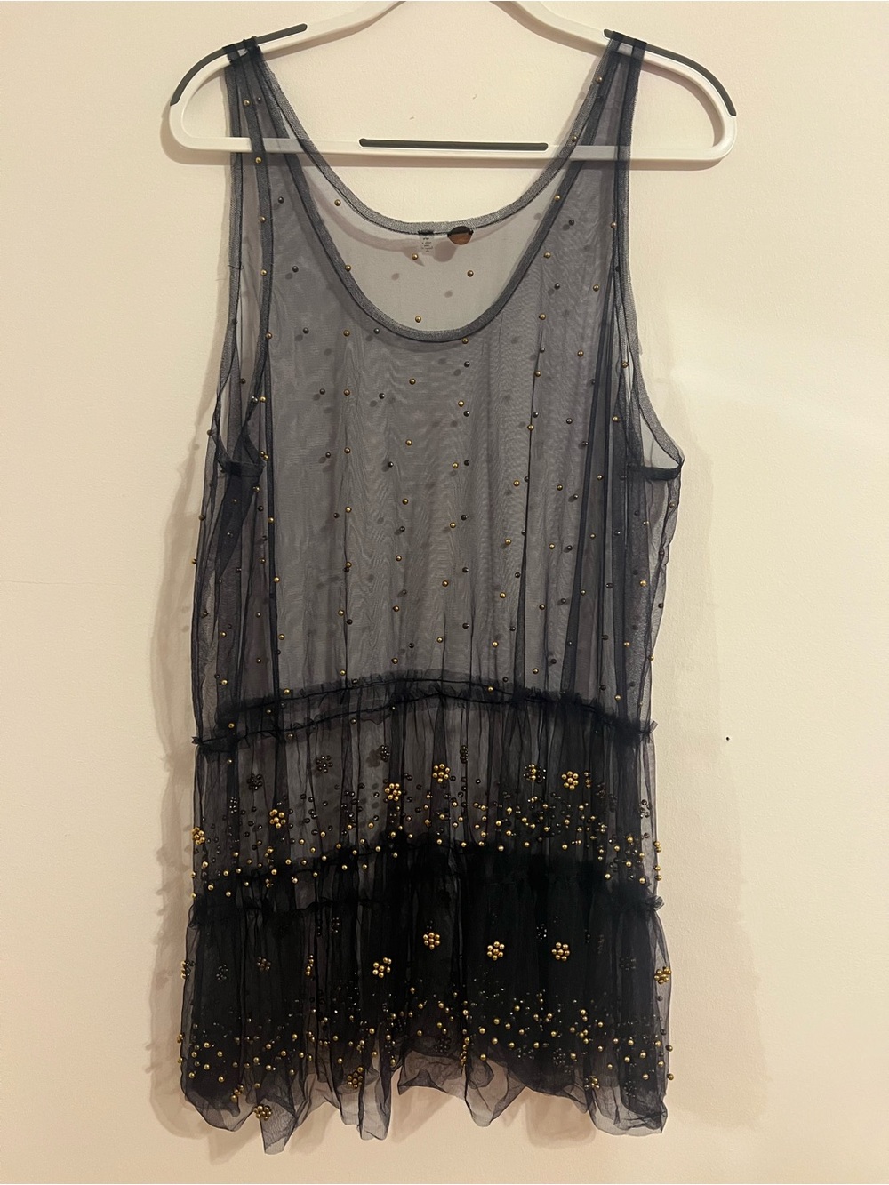 Free People Metallic Gray Sheer Embellished Tank - Picture 7 of 7